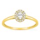 Anillo de oro amarillo 9K con diamantes creados 0,23 ct y centro ovalado 0,16 ct en halo