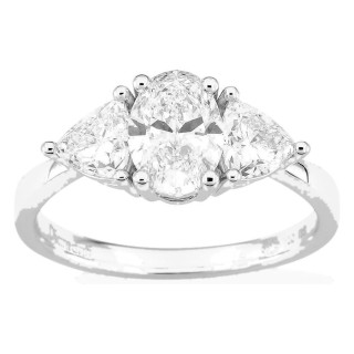 Anel em ouro amarelo 18K com diamantes criados 1,80 ct e centro oval 1,00 ct