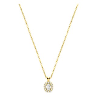 Collar de oro amarillo 9K con colgante de 7x6 mm y diamantes creados 0,23 ct