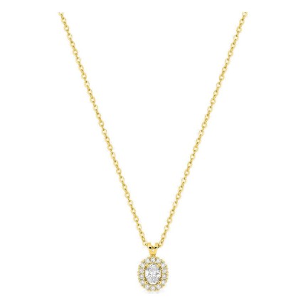 Collar de oro amarillo 9K con colgante de 7x6 mm y diamantes creados 0,23 ct