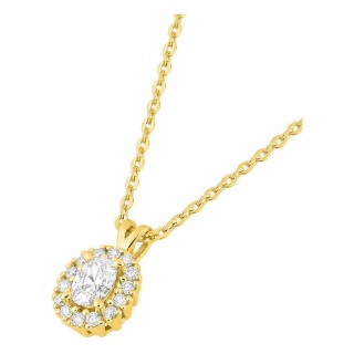 Colar em ouro amarelo 9K com pendente de 7x6 mm e diamantes criados 0,23 ct