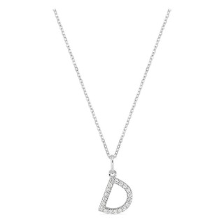 Collar inicial letra D de oro blanco 9K con diamantes creados 0,11 ct