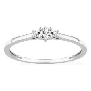 Anel solitário em ouro branco 9K com diamante de lapidação trillion acompanhado 0,11 ct