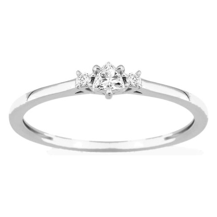 Anel solitário em ouro branco 9K com diamante de lapidação trillion acompanhado 0,11 ct