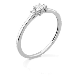 Anel solitário em ouro branco 9K com diamante de lapidação trillion acompanhado 0,11 ct