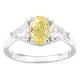 Anillo de oro amarillo 18K con diamantes creados 1,80 ct y centro amarillo ovalado 1,00 ct