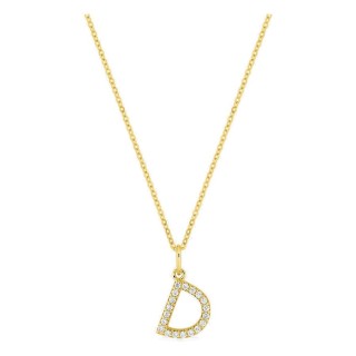 Collar inicial letra D de oro amarillo 9K con diamantes creados 0,11 ct