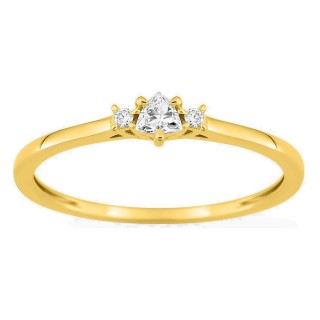 Anillo solitario de oro amarillo 9K con diamante de talla trillón acompañado 0,11 ct