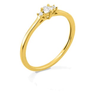 Anillo solitario de oro amarillo 9K con diamante de talla trillón acompañado 0,11 ct
