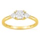 Anillo de oro amarillo 18K con diamantes creados 0,68 ct y centro de talla cojín 0,50 ct