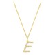 Colar inicial letra E em ouro amarelo 9K com diamantes criados 0,13 ct