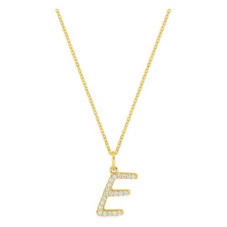 Collar inicial letra E de oro amarillo 9K con diamantes creados 0,13 ct