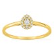 Anillo de oro amarillo 9K con diamantes creados 0,10 ct y centro de talla pera 0,05 ct en halo
