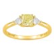 Anillo de oro amarillo 18K con diamantes creados 0,68 ct y centro amarillo de talla cojín 0,50 ct