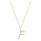 Colar inicial letra F em ouro amarelo 9K com diamantes criados 0,10 ct