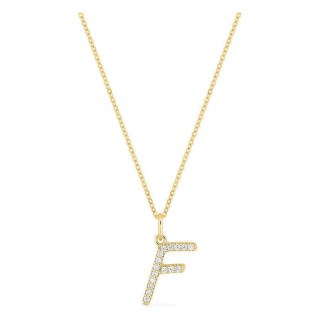 Collar inicial letra F de oro amarillo 9K con diamantes creados 0,10 ct