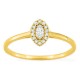 Anel em ouro amarelo 9K com diamantes criados 0,12 ct e centro de lapidação marquise 0,05 ct em halo