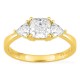 Anillo de oro amarillo 18K con diamantes creados 1,40 ct y centro de talla cojín 1,00 ct