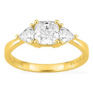 Anillo de oro amarillo 18K con diamantes creados 1,40 ct y centro de talla cojín 1,00 ct