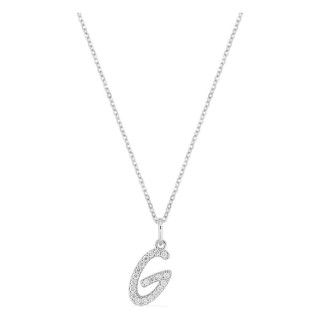 Collar inicial letra G de oro blanco 9K con diamantes creados 0,12 ct
