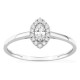 Anel em ouro branco 9K com diamantes criados 0,19 ct e centro de lapidação marquise 0,12 ct em halo