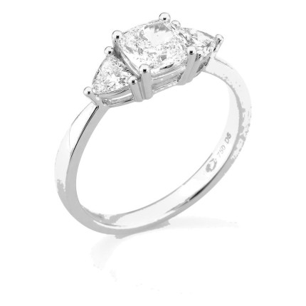 Anillo de oro blanco 18K con diamantes creados 1,40 ct y centro de talla cojín 1,00 ct