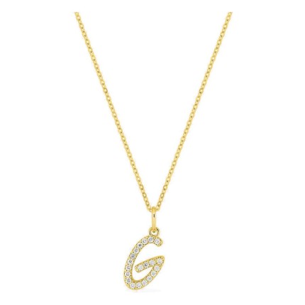 Collar inicial letra G de oro amarillo 9K con diamantes creados 0,12 ct