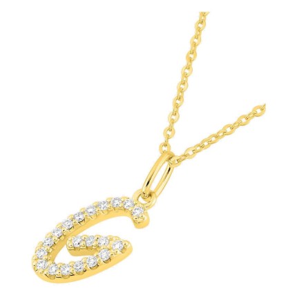 Collar inicial letra G de oro amarillo 9K con diamantes creados 0,12 ct