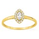 Anel em ouro amarelo 9K com diamantes criados 0,19 ct e centro de lapidação marquise 0,12 ct em halo