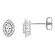 Pendientes de botón de oro blanco 9K con diamantes creados 0,24 ct y centro de talla marquesa en halo
