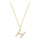 Colar inicial letra H em ouro amarelo 9K com diamantes criados 0,13 ct
