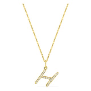 Collar inicial letra H de oro amarillo 9K con diamantes creados 0,13 ct
