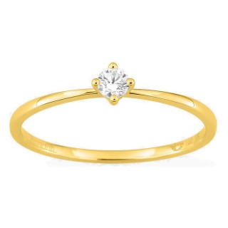 Anel solitário em ouro amarelo 18K com diamante criado 0,10 ct