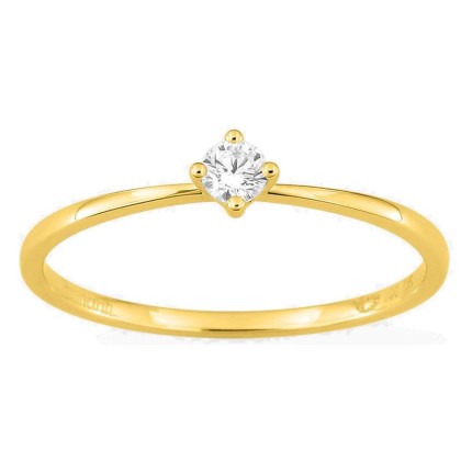 Anel solitário em ouro amarelo 18K com diamante criado 0,10 ct
