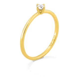 Anillo solitario de oro amarillo 18K con diamante creado 0,10 ct