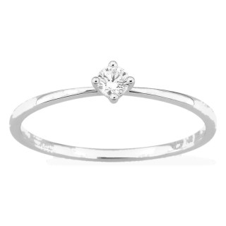 Anel solitário em ouro branco 18K com diamante criado 0,10 ct
