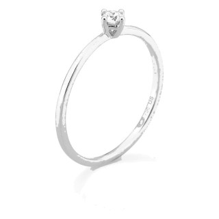 Anel solitário em ouro branco 18K com diamante criado 0,10 ct