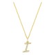 Colar inicial letra I em ouro amarelo 9K com diamantes criados 0,10 ct