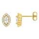 Pendientes de botón de oro amarillo 9K con diamantes creados 0,38 ct y centro de talla marquesa en halo