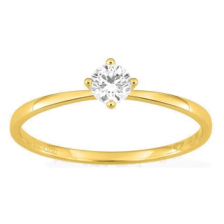 Anillo solitario de oro amarillo 18K con diamante creado 0,20 ct