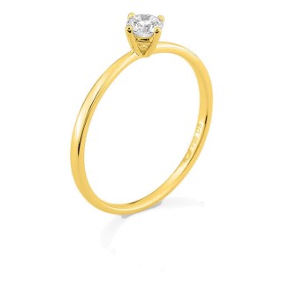 Anel solitário em ouro amarelo 18K com diamante criado 0,20 ct