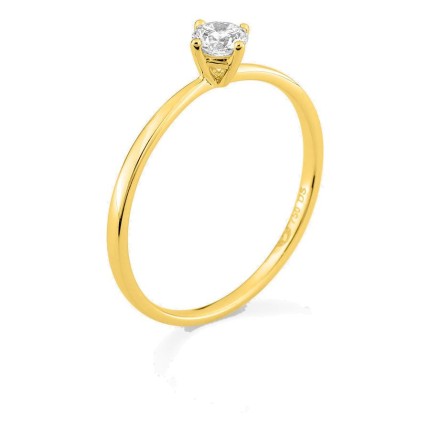 Anillo solitario de oro amarillo 18K con diamante creado 0,20 ct