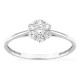 Anel em ouro branco 9K com diamantes criados 0,26 ct em forma de flor