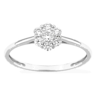 Anillo de oro blanco 9K con diamantes creados 0,26 ct en forma de flor