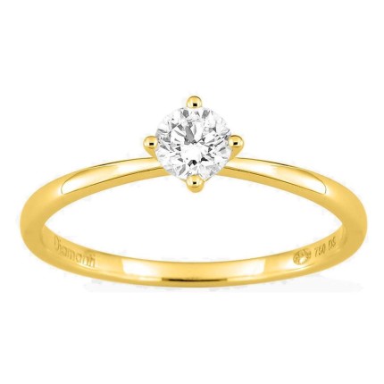 Anillo solitario de oro amarillo 18K con diamante creado 0,30 ct