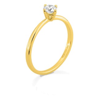 Anillo solitario de oro amarillo 18K con diamante creado 0,30 ct