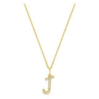 Collar inicial letra J de oro amarillo 9K con diamantes creados 0,08 ct