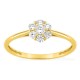 Anillo de oro amarillo 9K con diamantes creados 0,26 ct en forma de flor