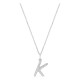 Collar inicial letra K de oro blanco 9K con diamantes creados 0,11 ct