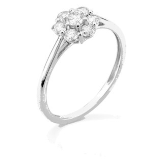 Anel em ouro branco 9K com diamantes criados 0,53 ct em forma de flor